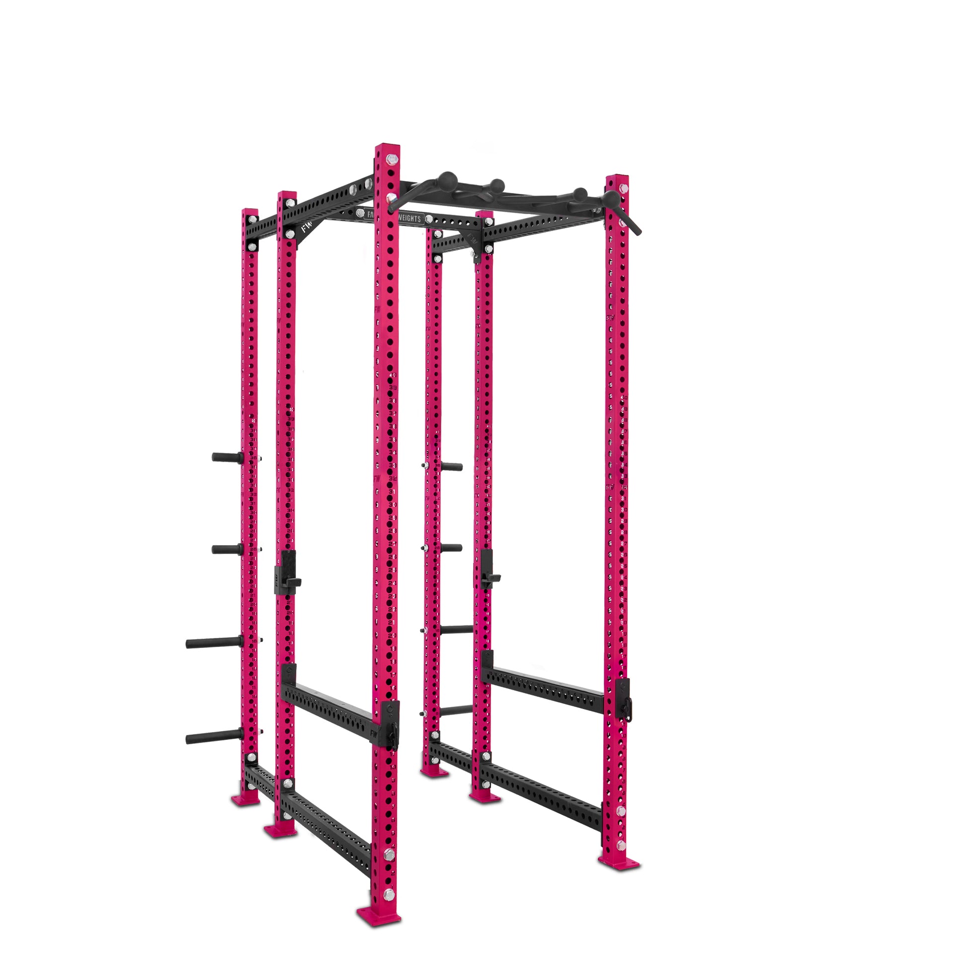 Tall Power Rack with Storage Pink Omni Bar Flip Down Safety Bars