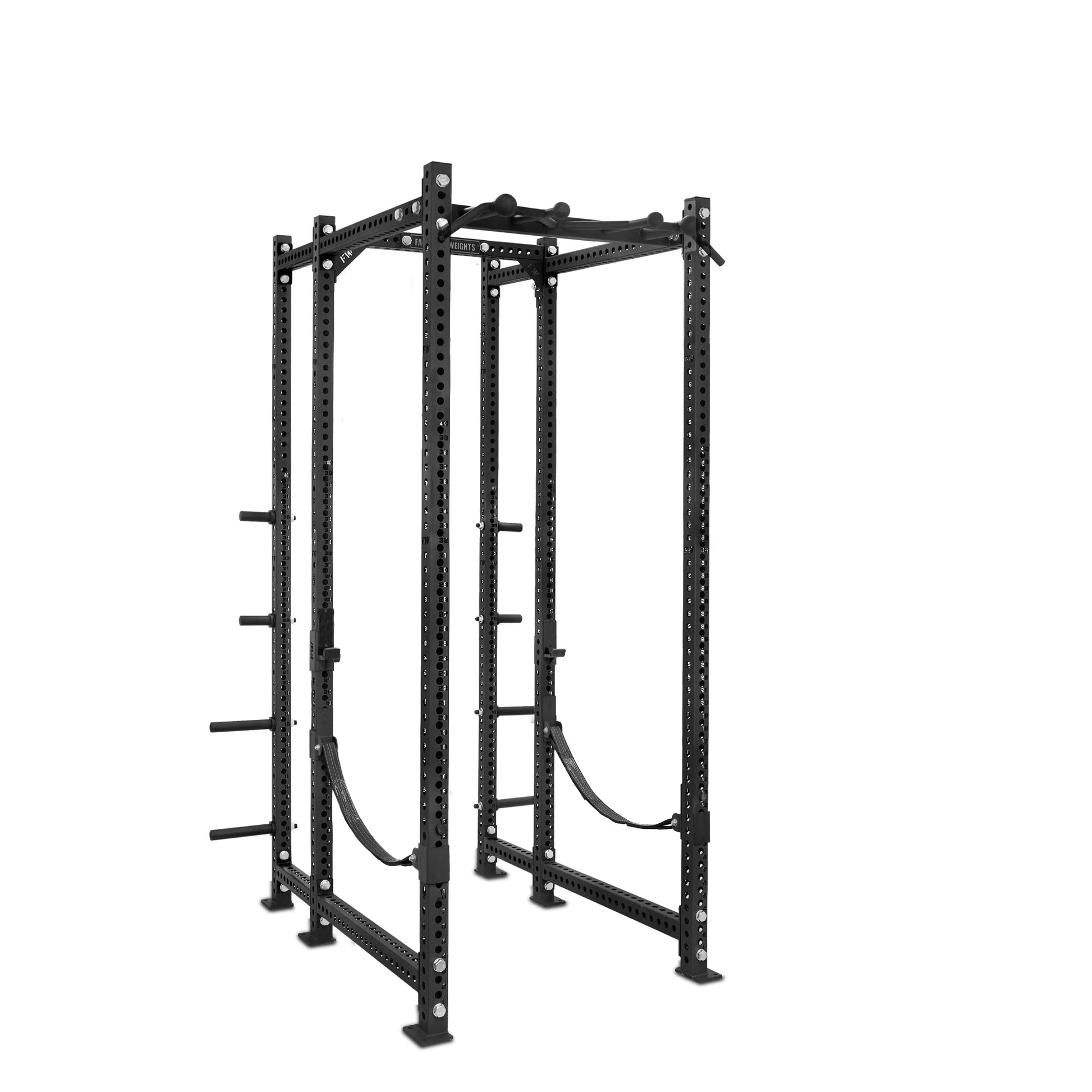 Tall Power Rack with Storage Black Omni Bar Webbed Catchers