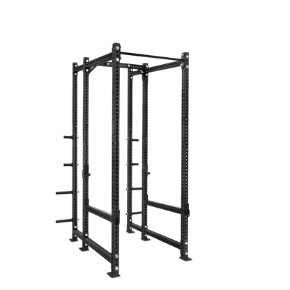 Tall Power Rack with Storage Black Standard Bar Flip Down Safety Bars