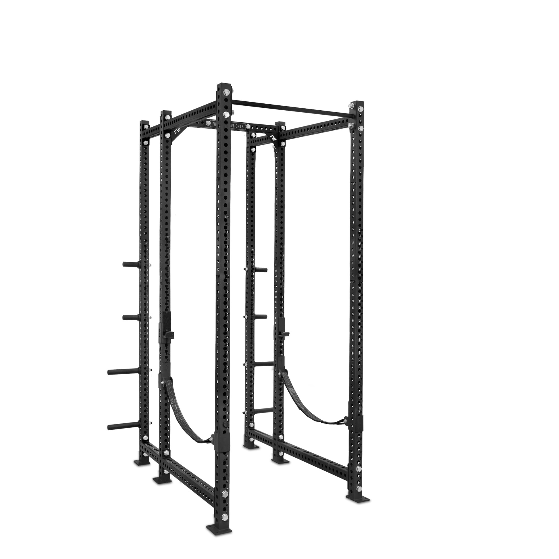 Tall Power Rack with Storage Black Standard Bar Webbed Catchers