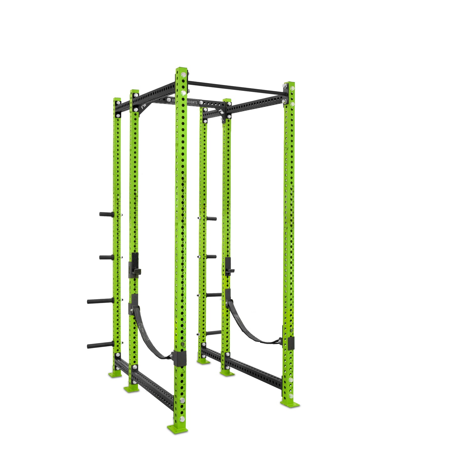 Tall Power Rack with Storage Green Standard Bar Webbed Catchers
