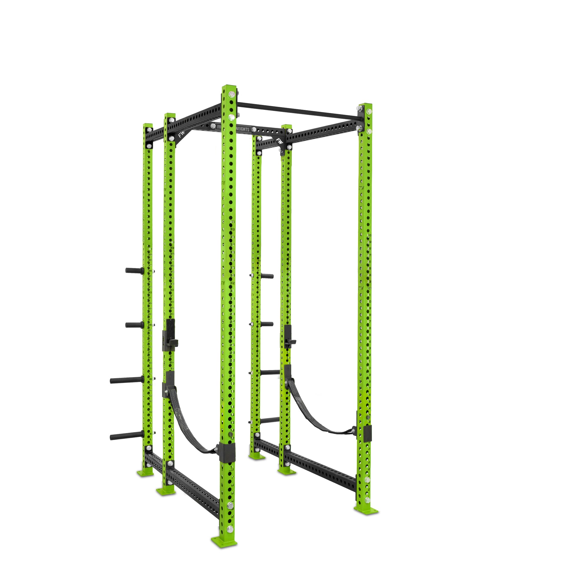 Tall Power Rack with Storage Green Standard Bar Webbed Catchers