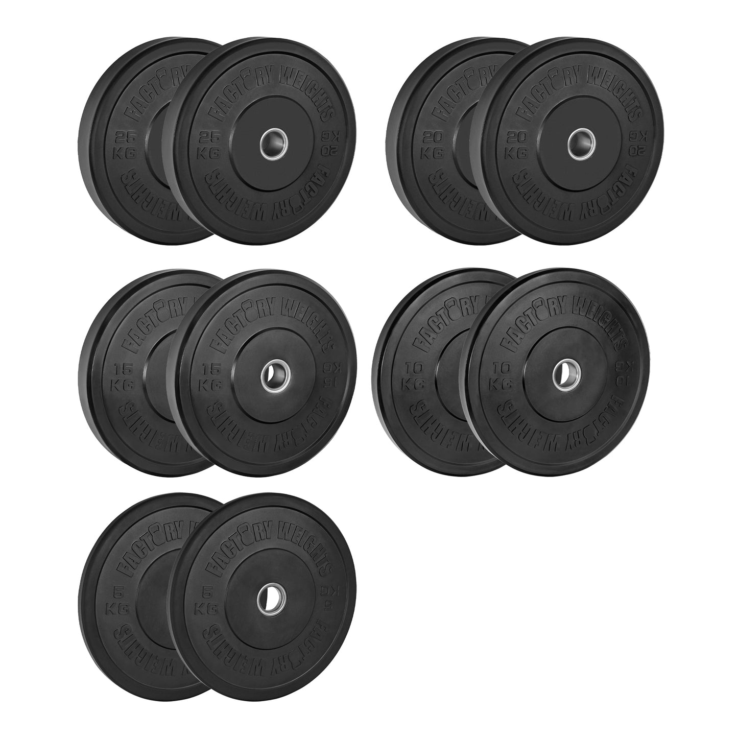 Black Bumper Plates (Pair) Full Set (150KG) 