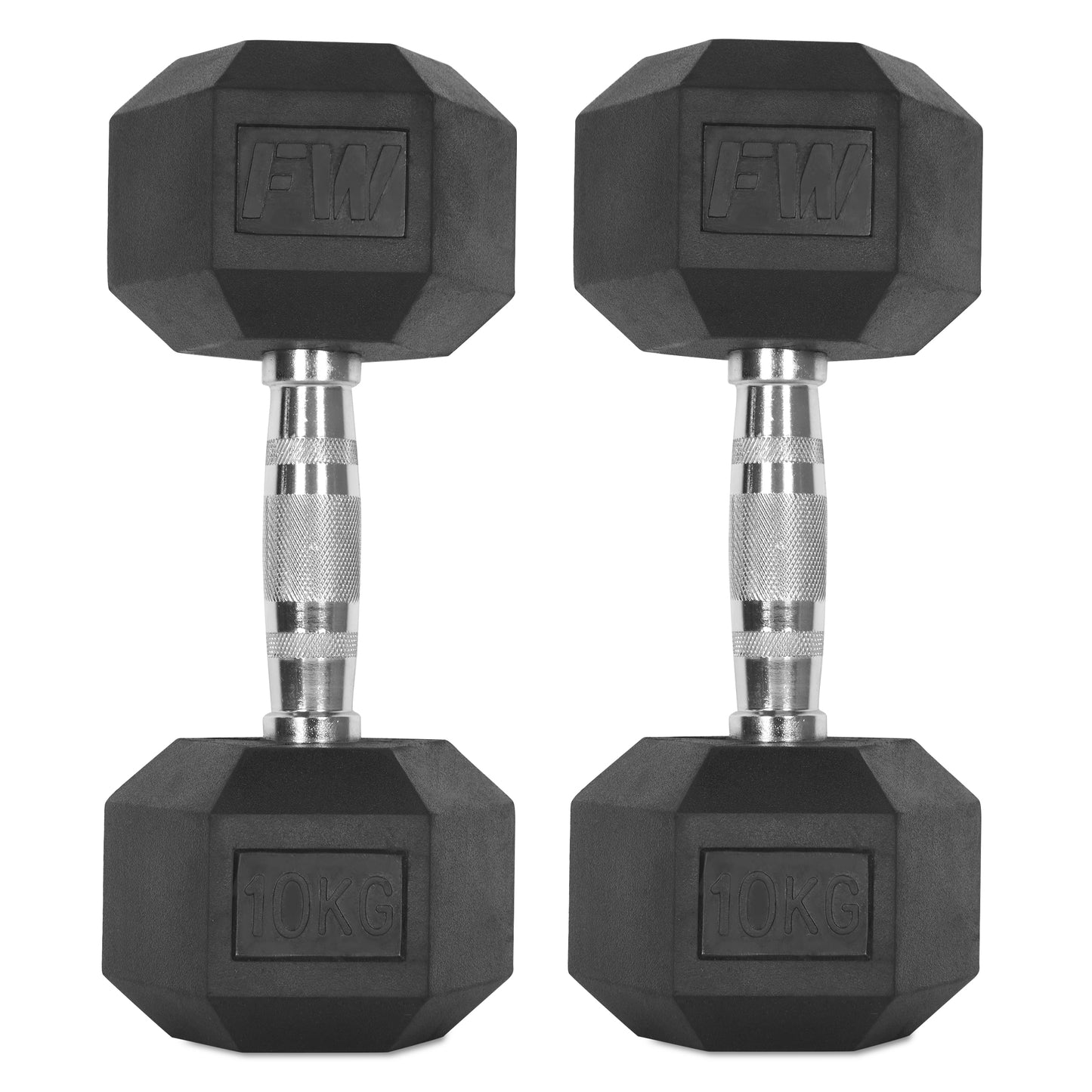 Rubber Hex Dumbbells Pair 2 X 10KG 