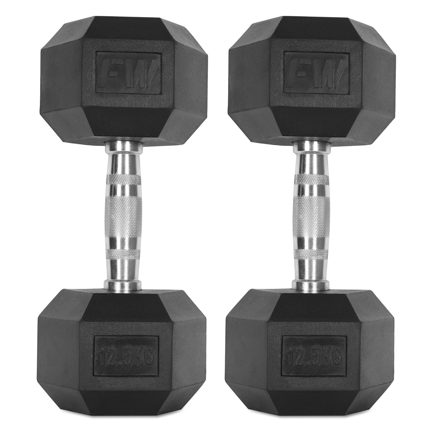 Rubber Hex Dumbbells Pair 2 X 12.5KG 