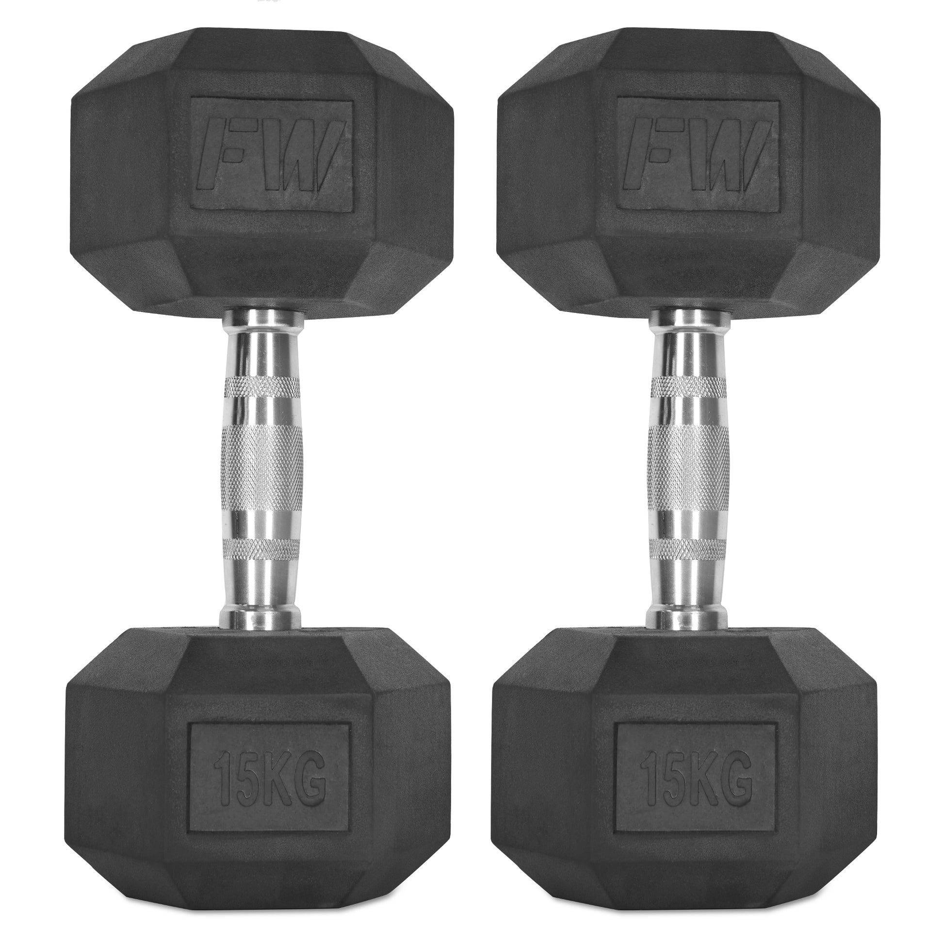 Rubber Hex Dumbbells Pair 2 X 15KG 