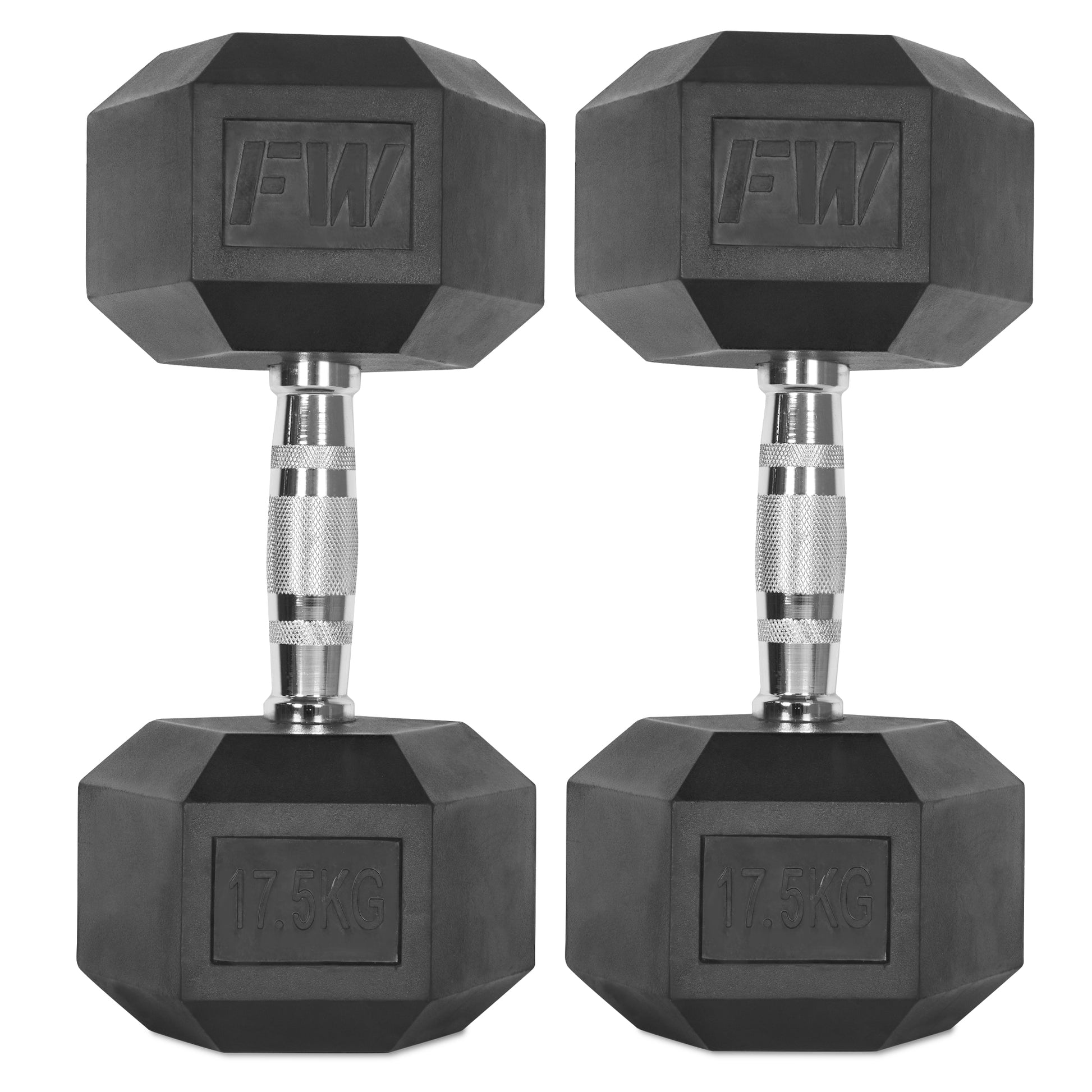 Rubber Hex Dumbbells Pair 2 X 17.5KG 