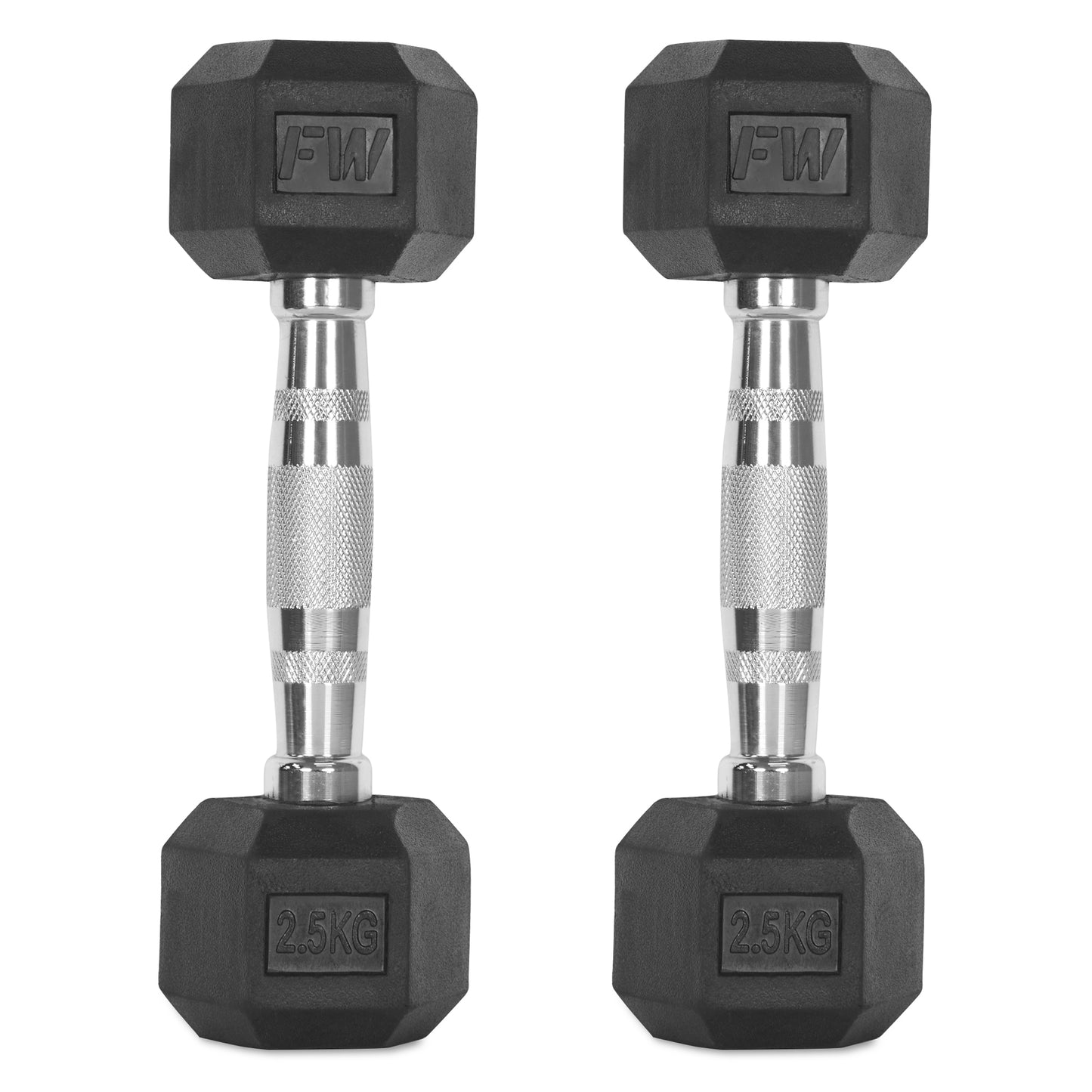 Rubber Hex Dumbbells Pair 2 X 2.5KG 