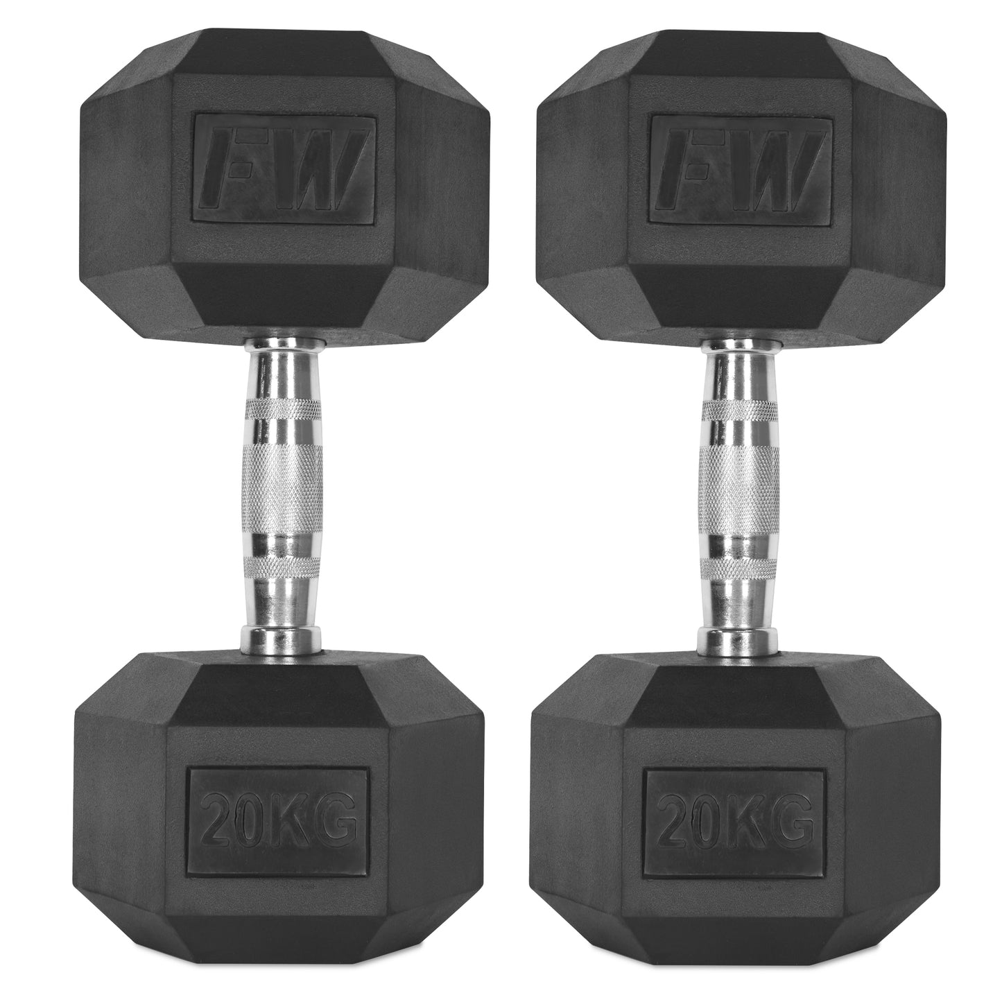 Rubber Hex Dumbbells Pair 2 X 20KG 