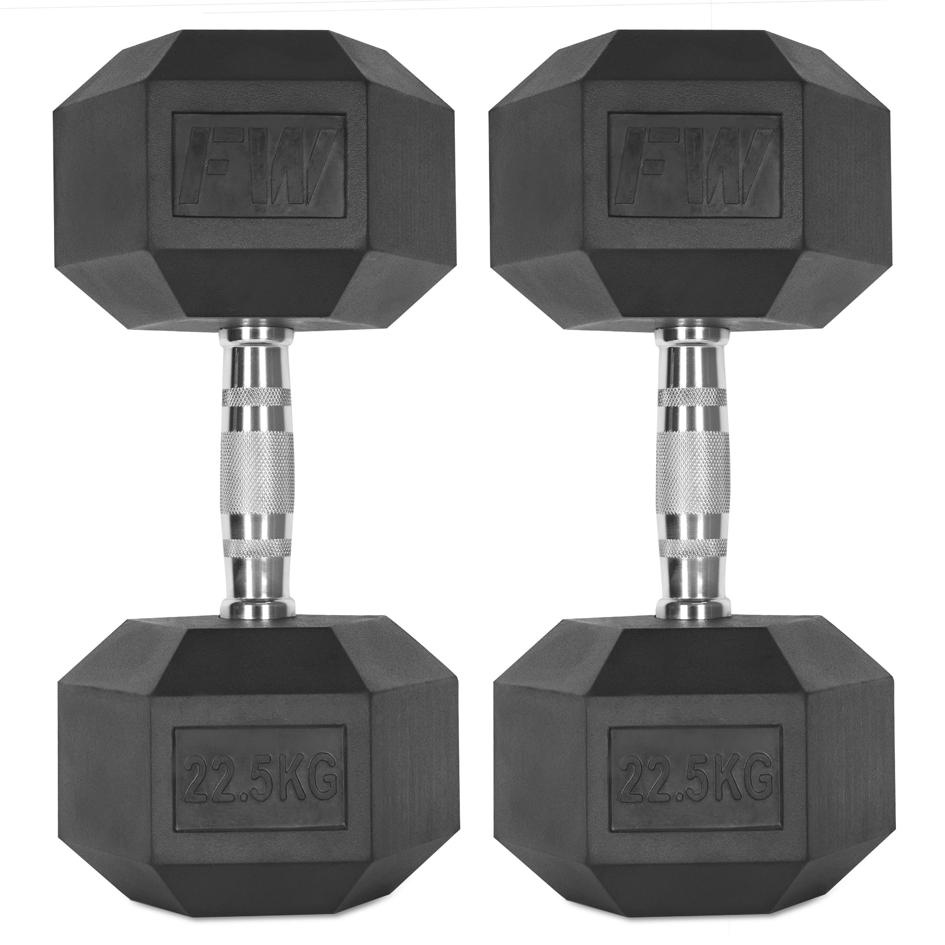 Rubber Hex Dumbbells Pair 2 X 22.5KG 