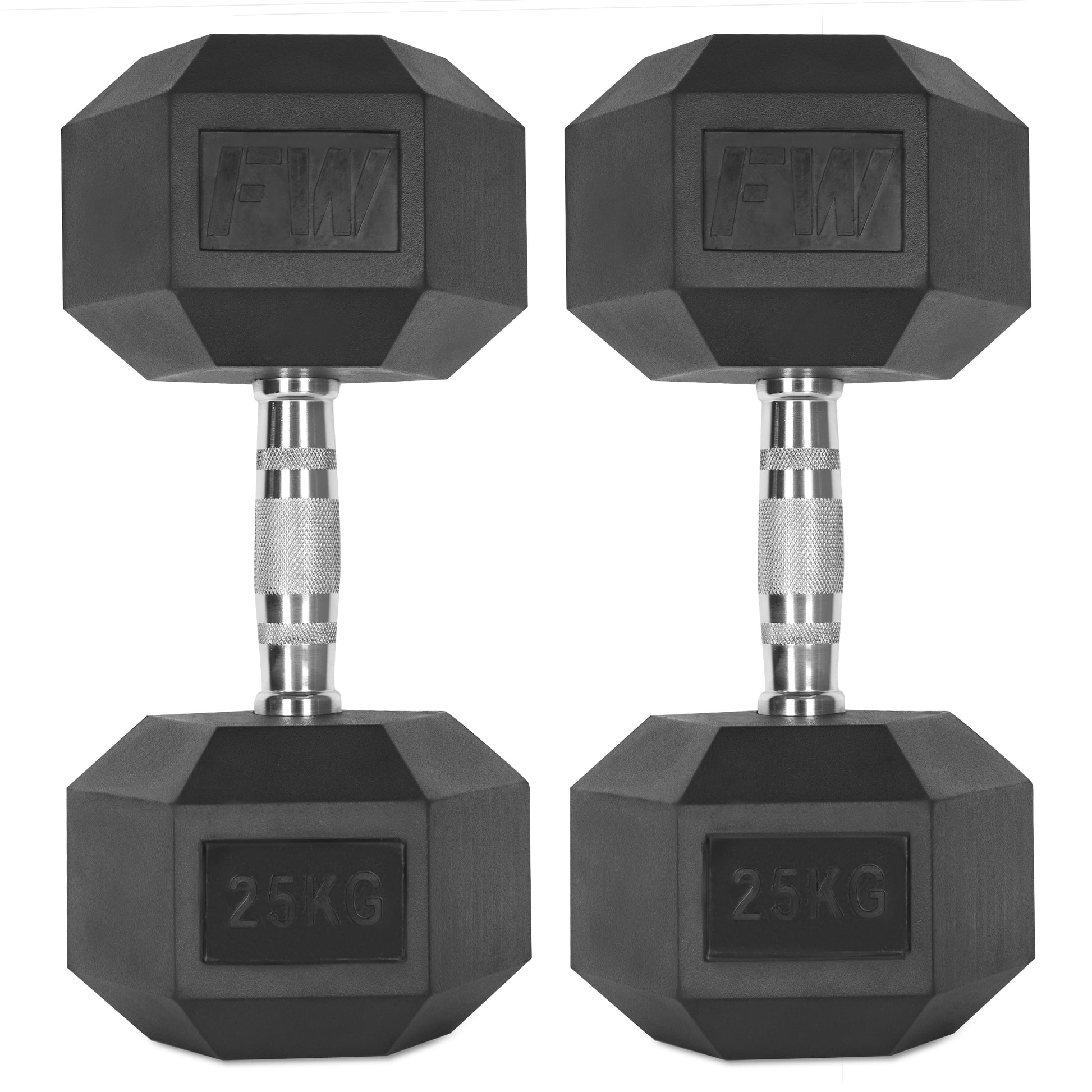 Rubber Hex Dumbbells Pair 2 X 25KG 