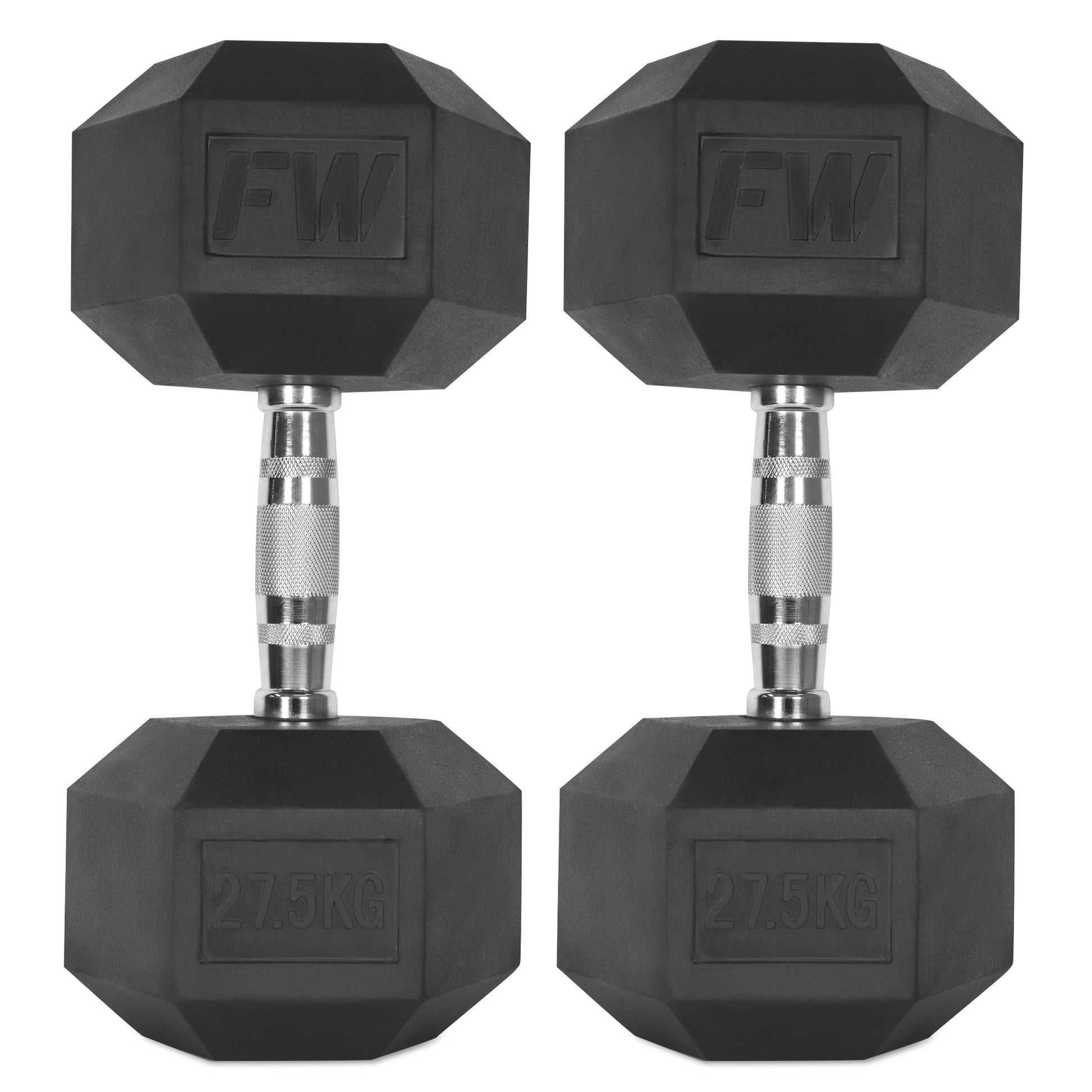 Rubber Hex Dumbbells Pair 2 X 27.5KG 
