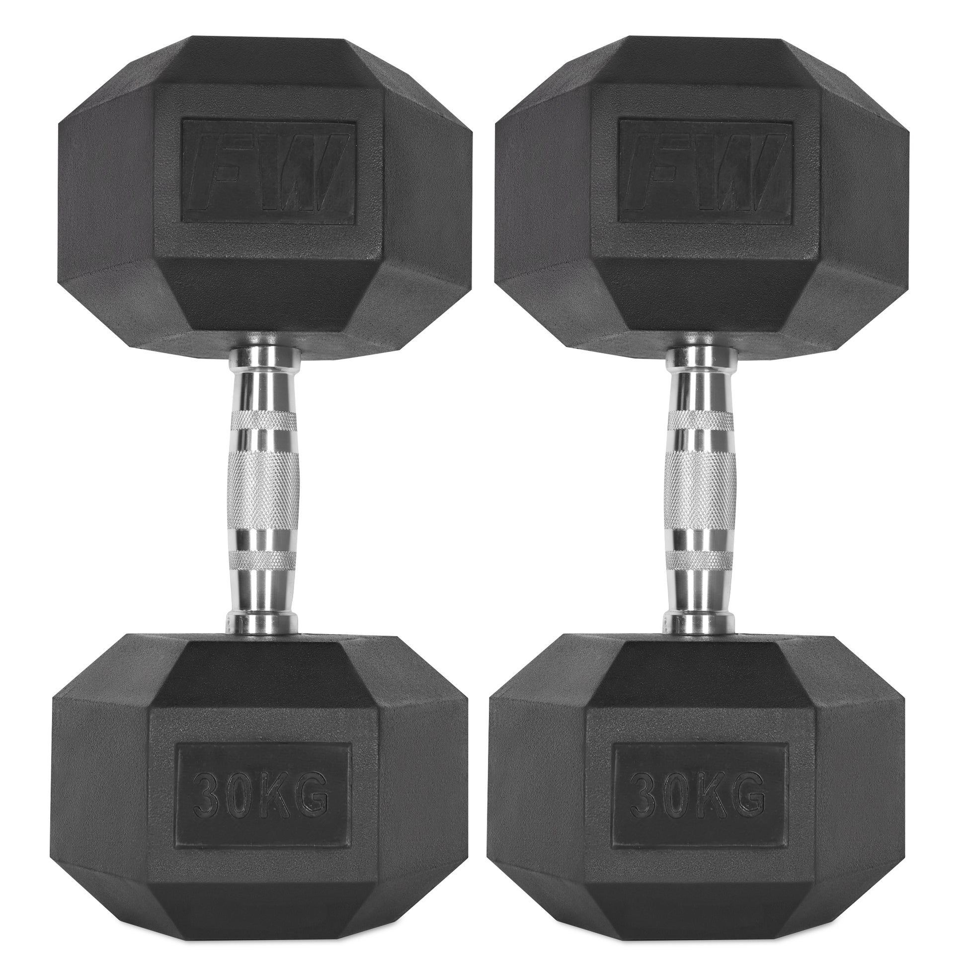 Rubber Hex Dumbbells Pair 2 X 30KG 