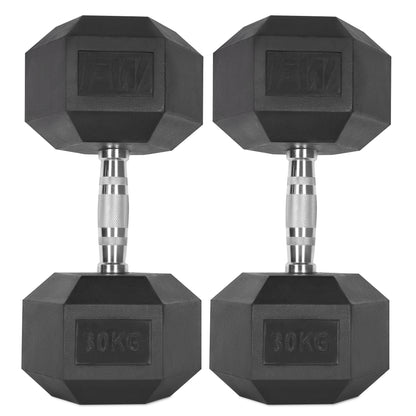 Rubber Hex Dumbbells Pair 2 X 30KG 