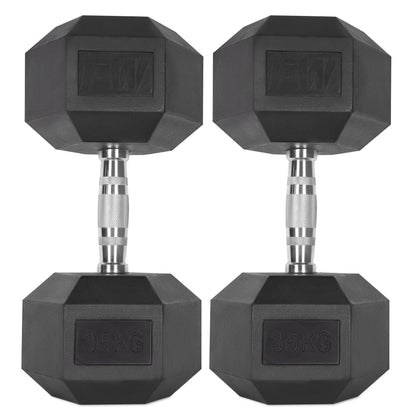 Rubber Hex Dumbbells Pair 2 X 35KG 
