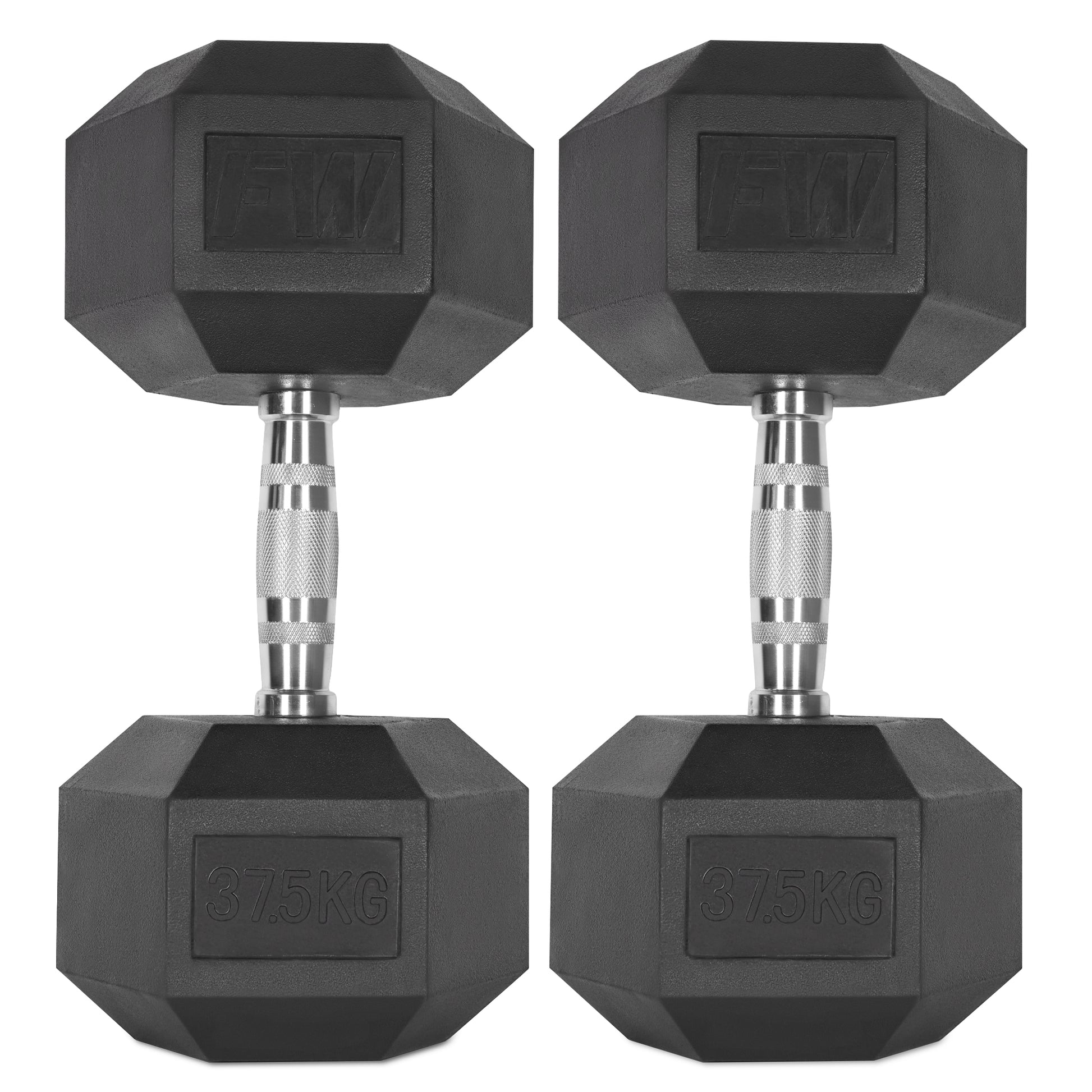 Rubber Hex Dumbbells Pair 2 X 37.5KG 