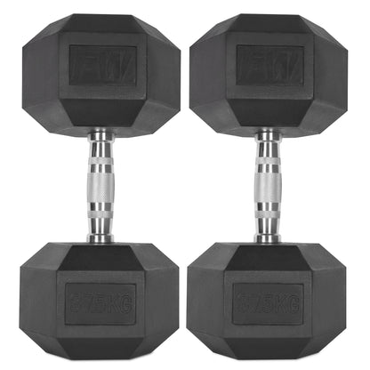 Rubber Hex Dumbbells Pair 2 X 37.5KG 
