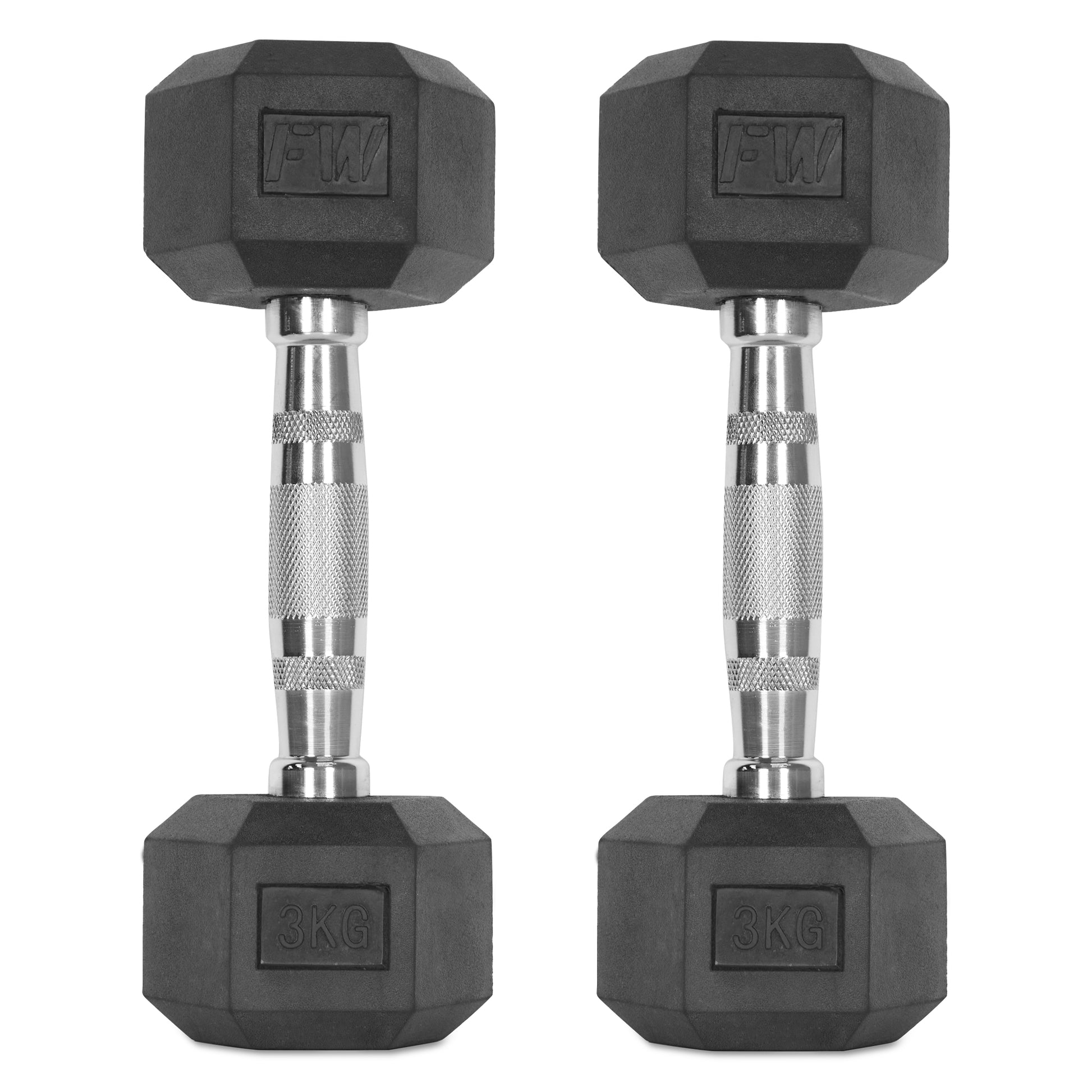 Rubber Hex Dumbbells Pair 2 X 3KG 