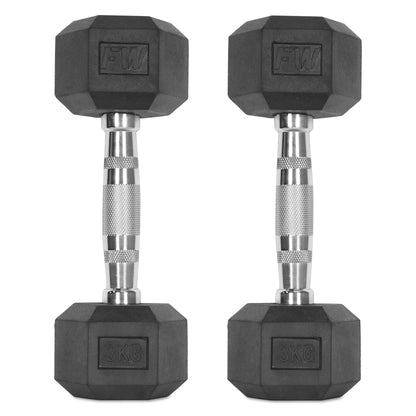 Rubber Hex Dumbbells Pair 2 X 3KG 