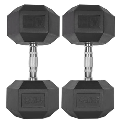 Rubber Hex Dumbbells Pair 2 X 42.5KG 
