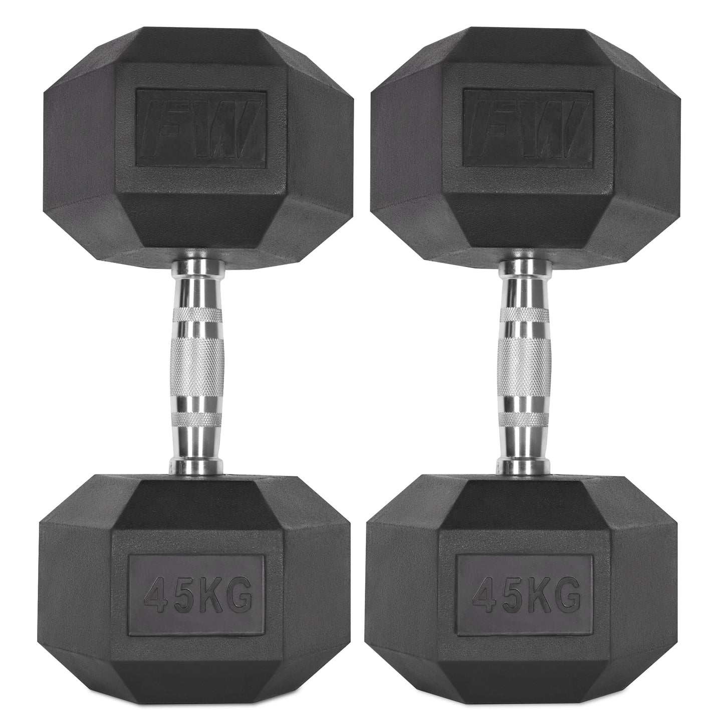 Rubber Hex Dumbbells Pair 2 X 45KG 