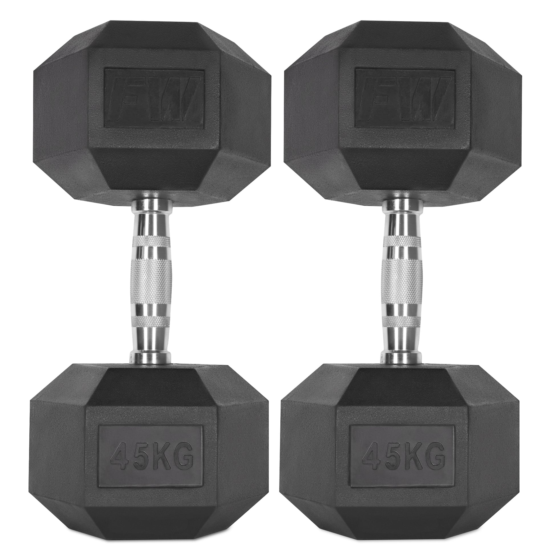 Rubber Hex Dumbbells Pair 2 X 45KG 