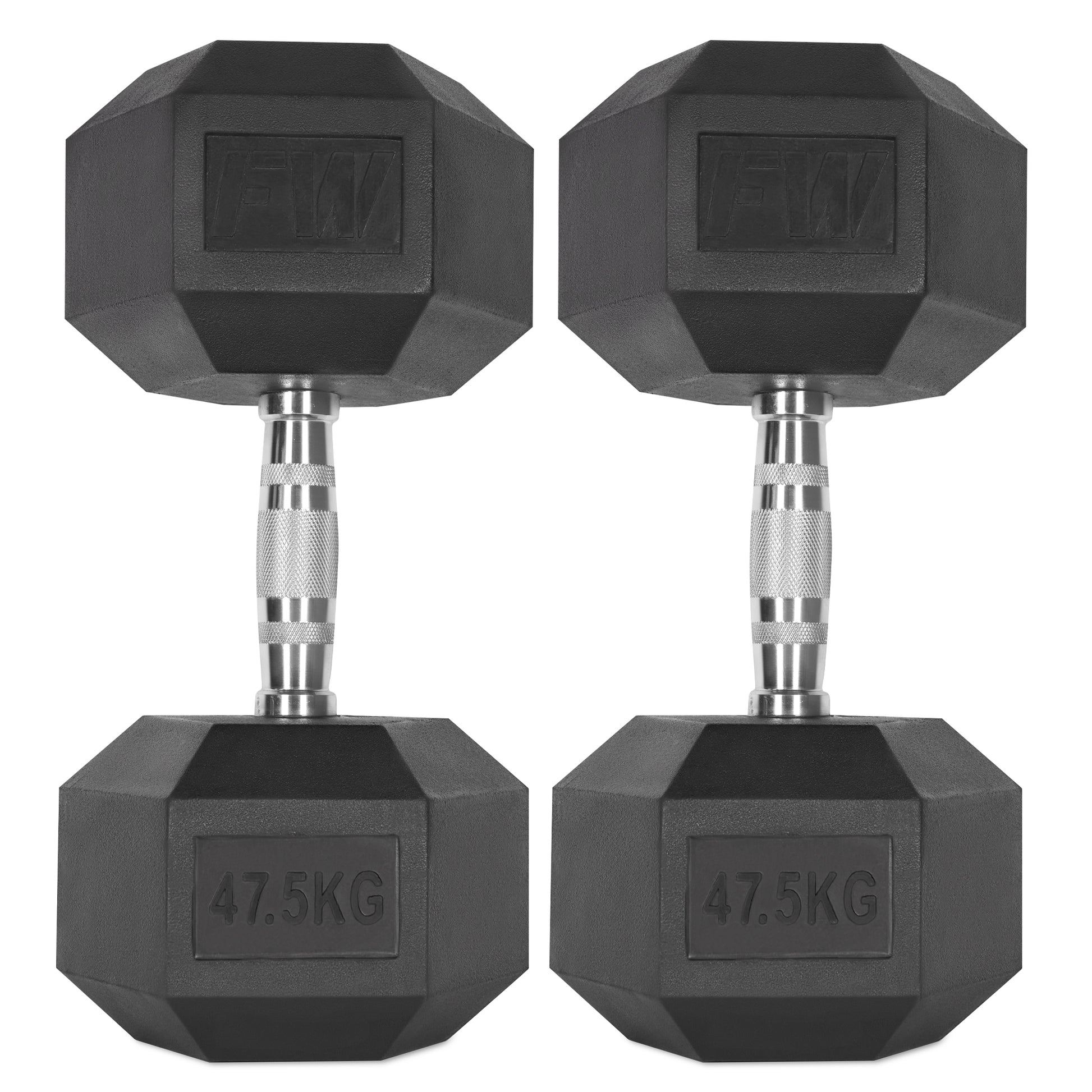 Rubber Hex Dumbbells Pair 2 X 47.5KG 