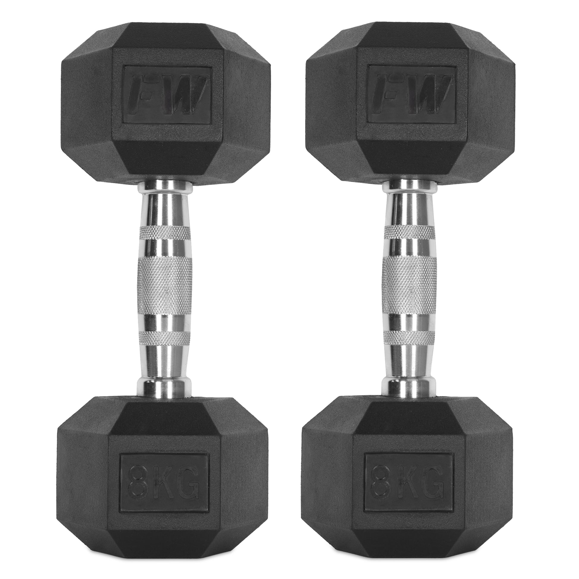 Rubber Hex Dumbbells Pair 2 X 8KG 
