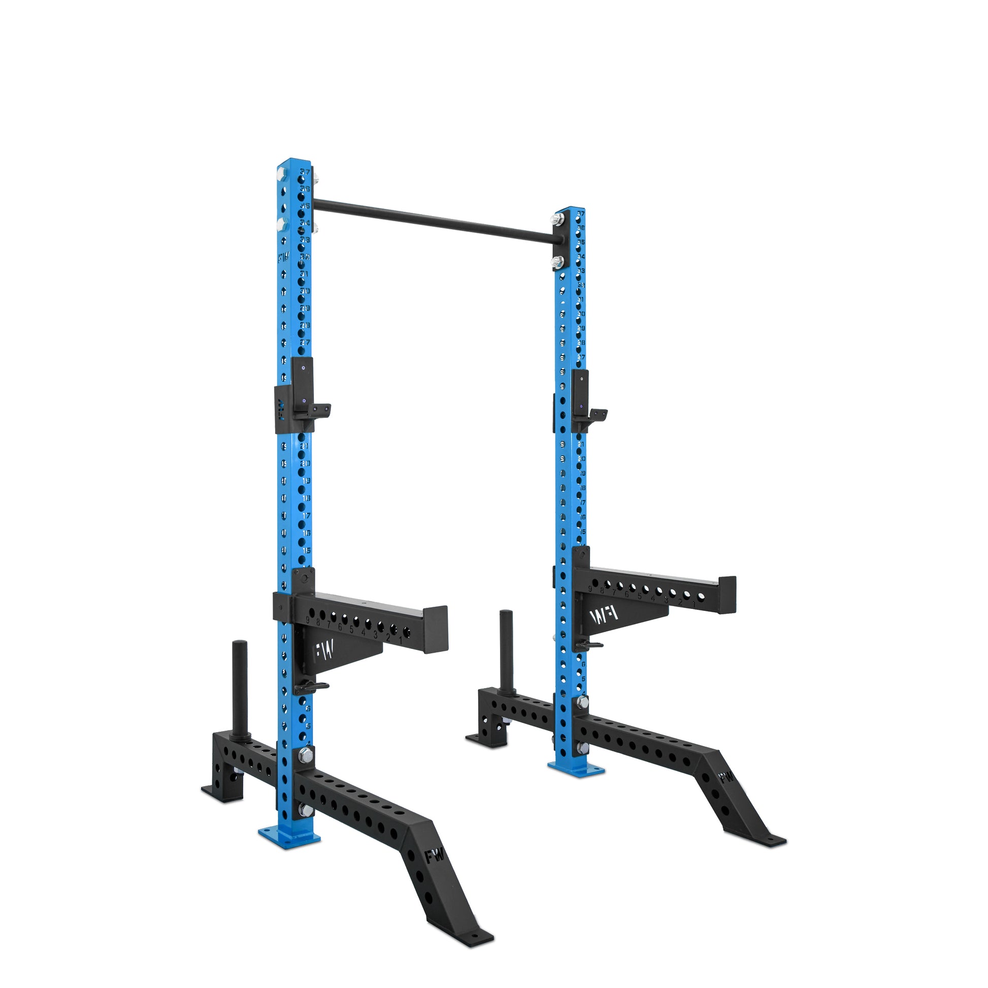 Short Squat Rack Blue Spotter Arms Storage Pins