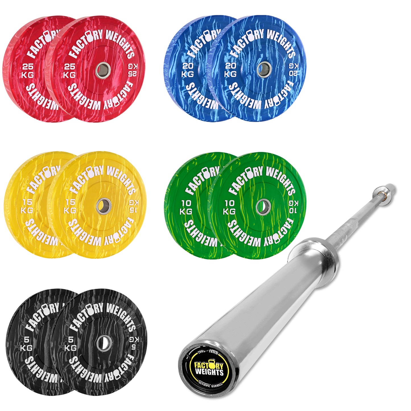 150kg Tiger Style Bumper Plate Set