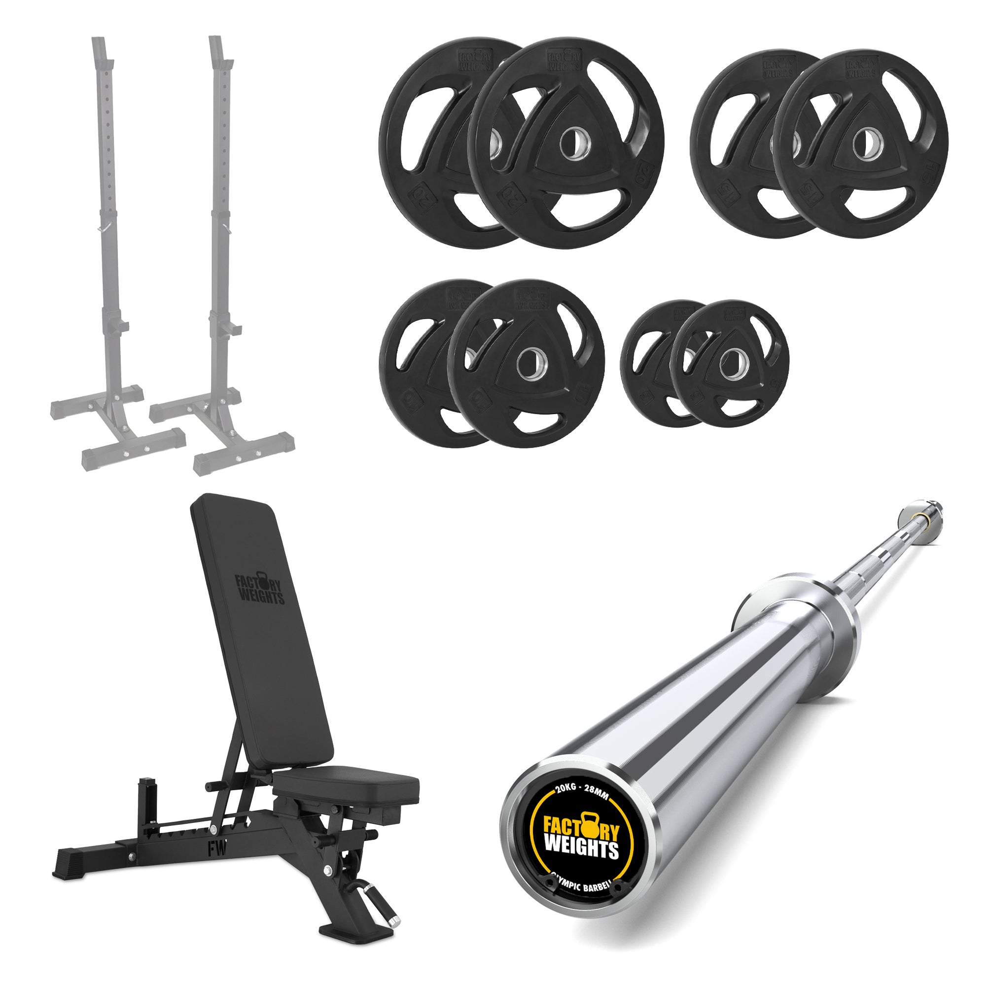 100kg Rubber Plate Set With Barbell