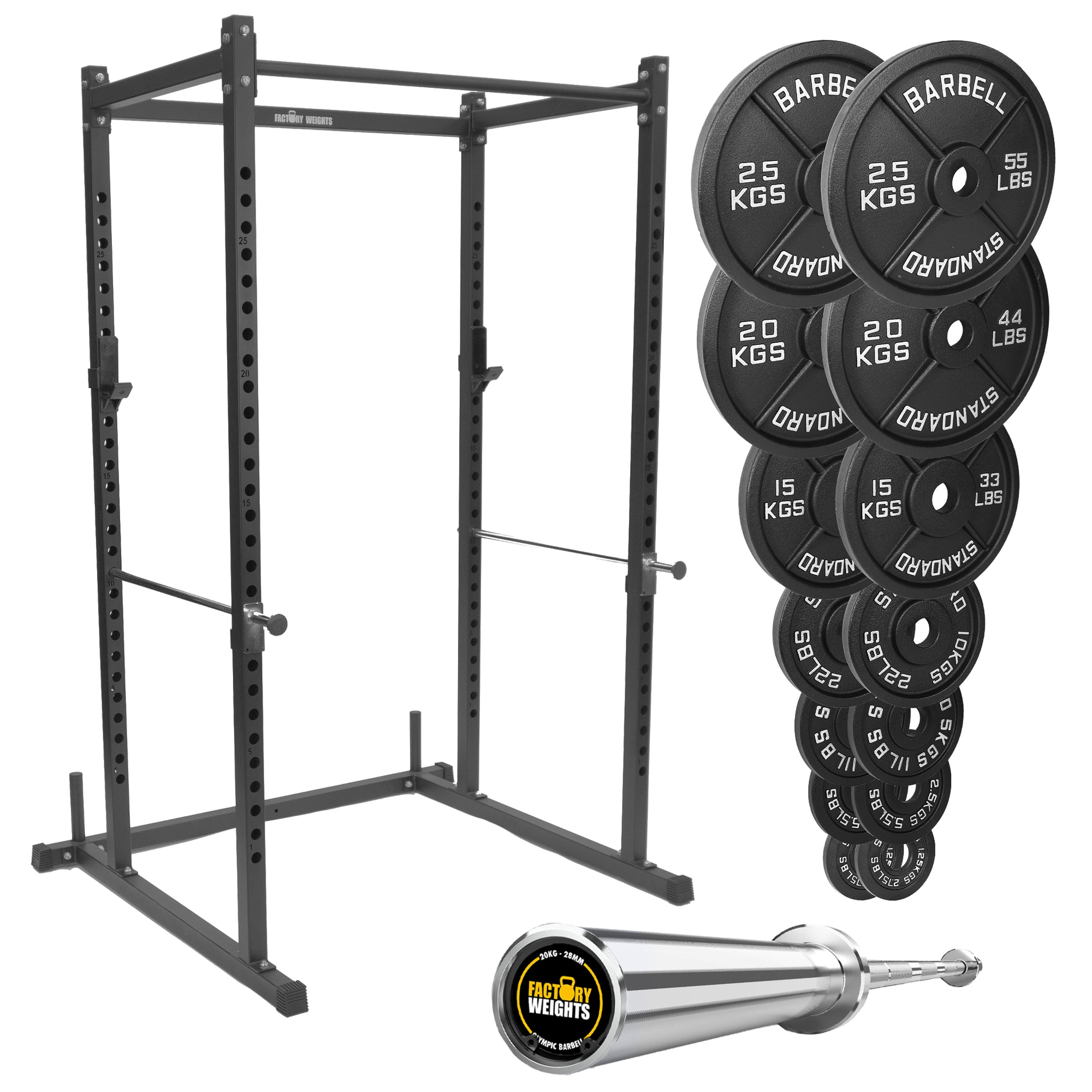 FW1 Power Rack with Barbell and Weight Set