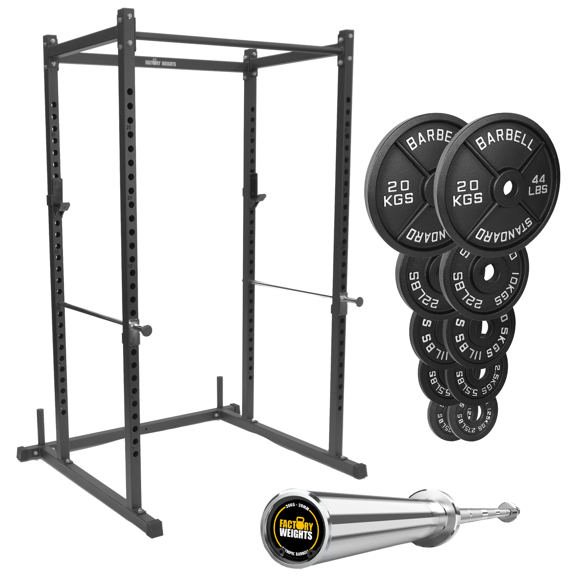 FW1 Power Rack with Barbell and Weight Set