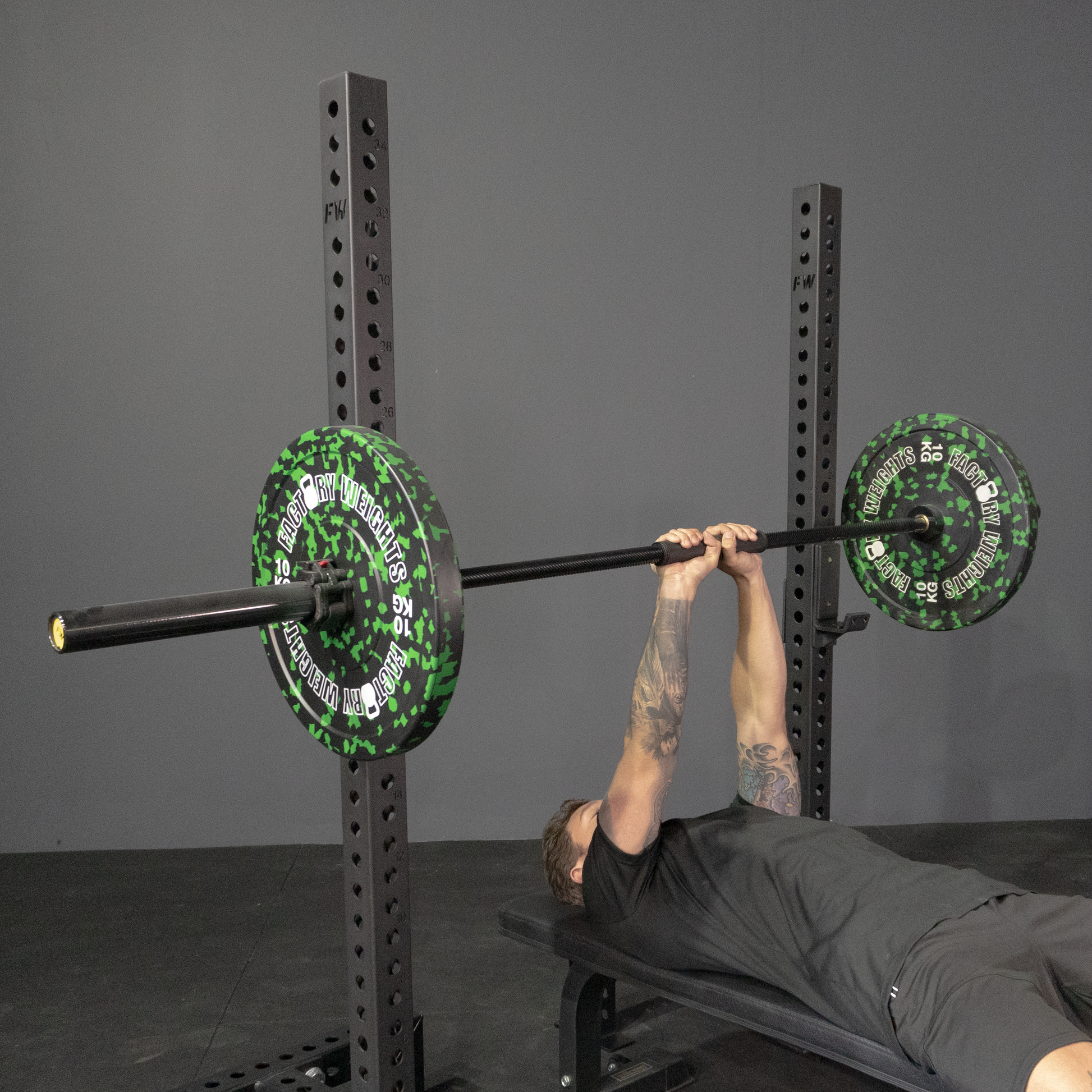 Dyno Barbell 20kg L2200mm Black Zinc Factory Weights